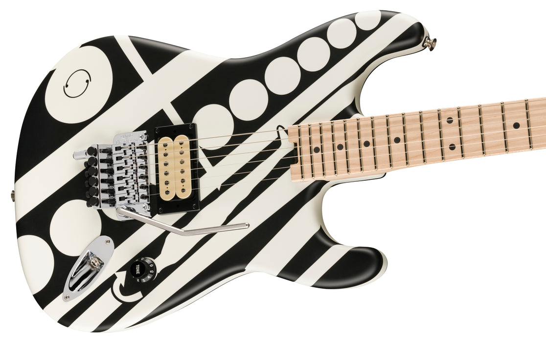EVH Striped Series Circles, Maple Fingerboard, White and Black