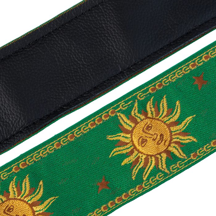Levy's Sun Motif Series 2" Wide Jacquard Guitar Strap, Green