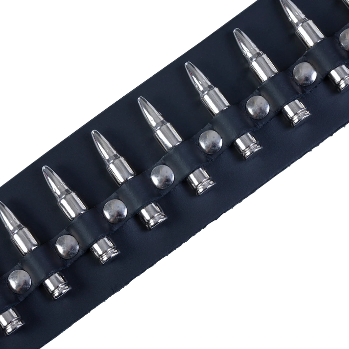 Levy's Rebel Leathers Series 2" Wide Genuine Leather Guitar Strap, Black Bullets