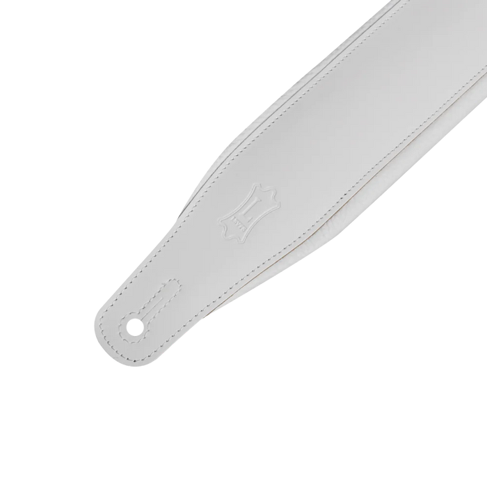 Levy's Amped Leather Series 3 inch Wide Top Grain Leather Guitar Strap, White