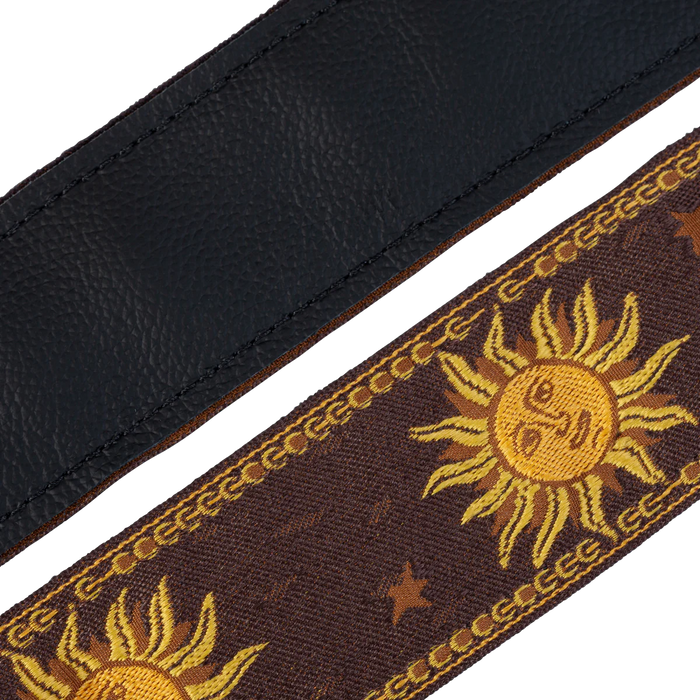 Levy's Sun Motif Series 2" Wide Jacquard Guitar Strap, Brown