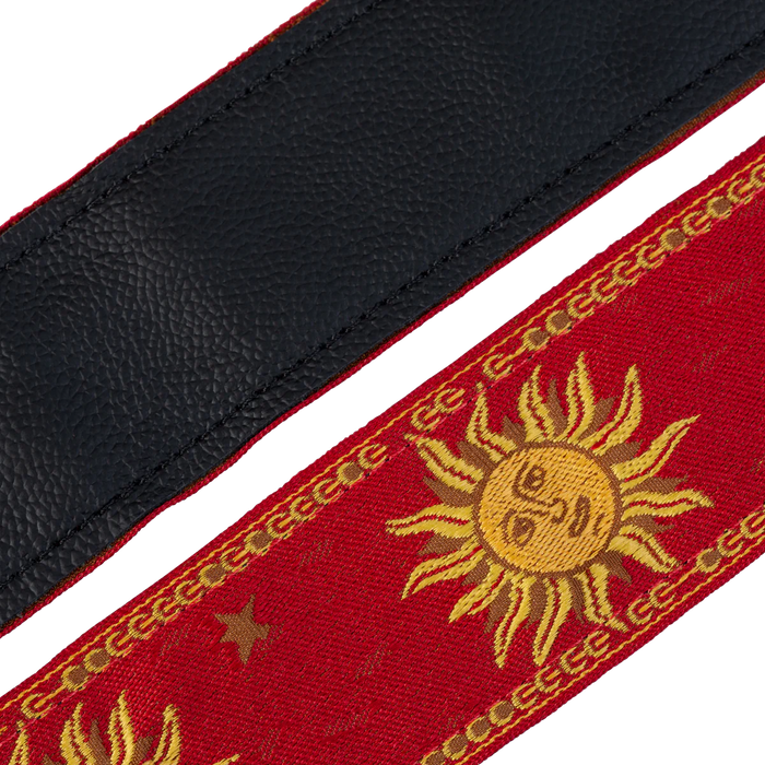 Levy's Sun Motif Series 2" Wide Jacquard Guitar Strap, Red