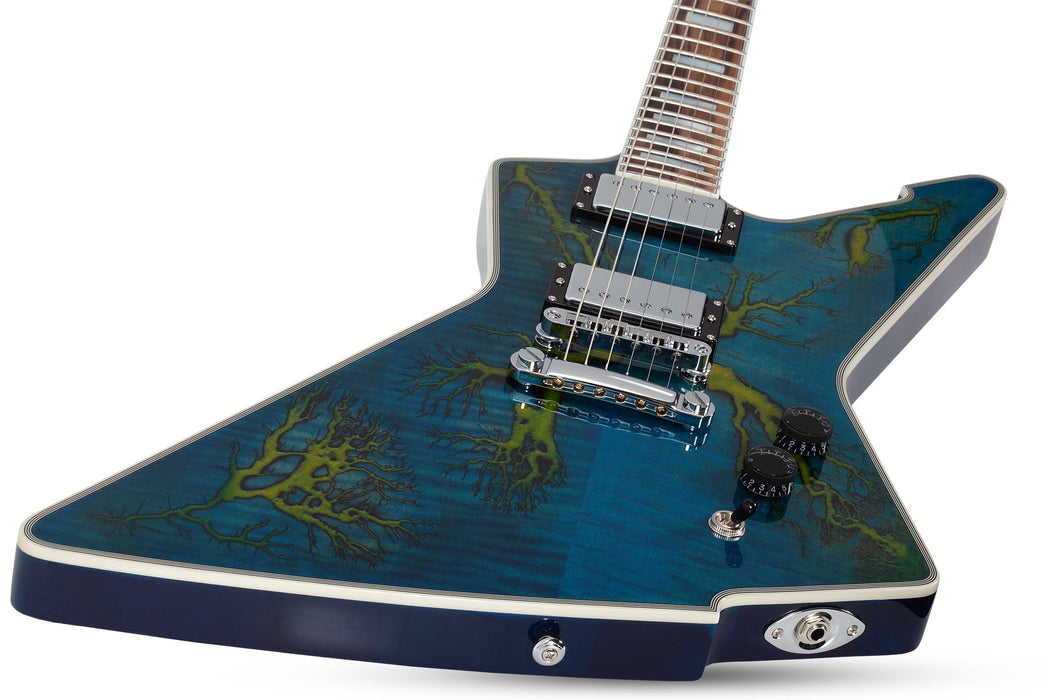 Schecter E-1 Electro-Resin Electric Guitar, Transparent Blue