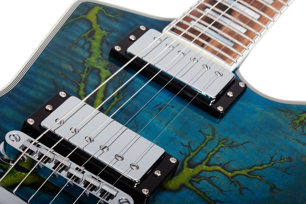 Schecter E-1 Electro-Resin Electric Guitar, Transparent Blue