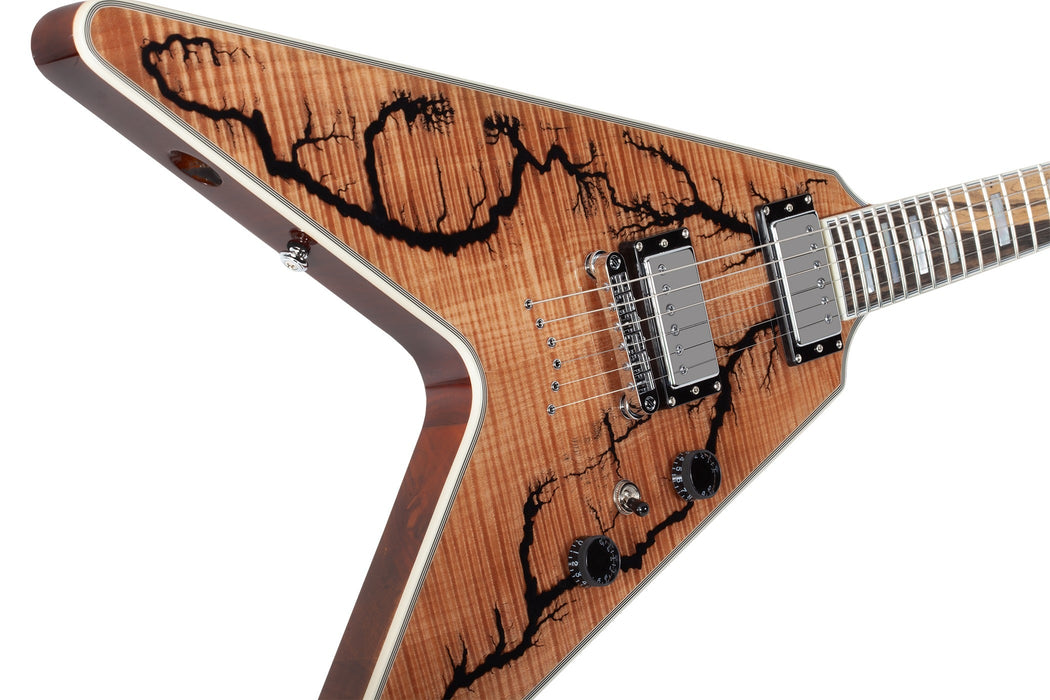 Schecter V-1 Electro-Resin Electric Guitar, Gloss Natural