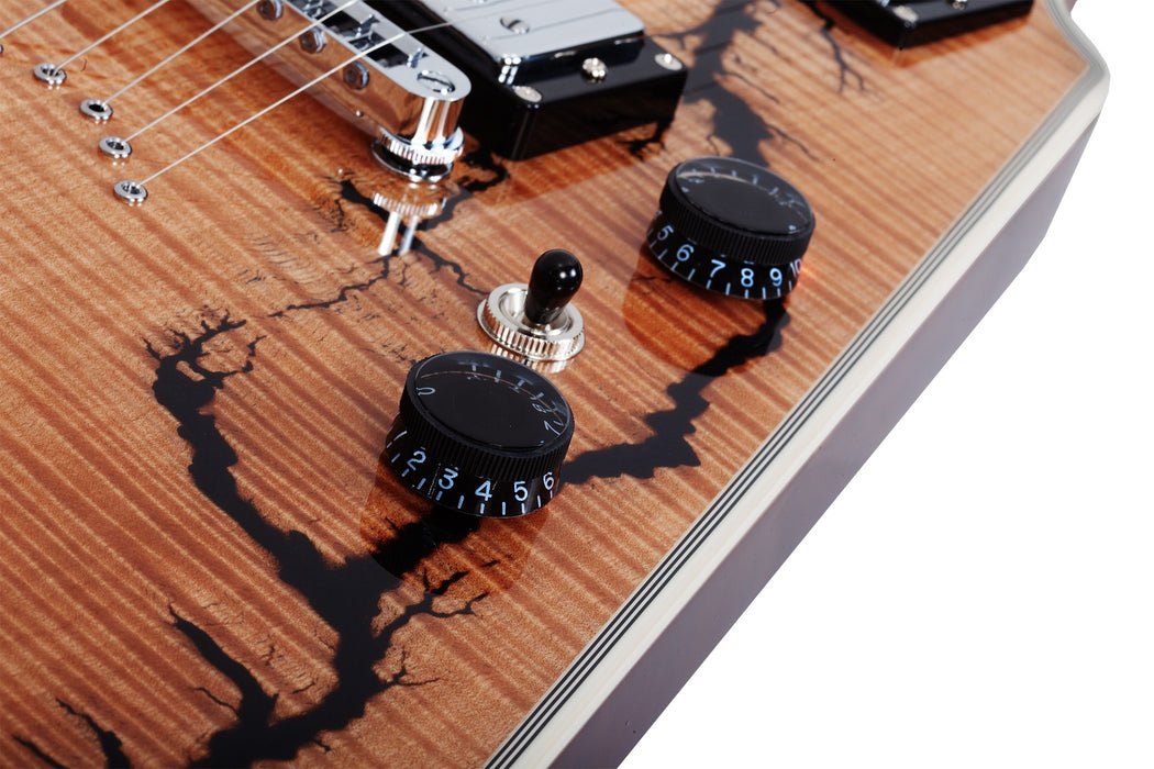 Schecter V-1 Electro-Resin Electric Guitar, Gloss Natural