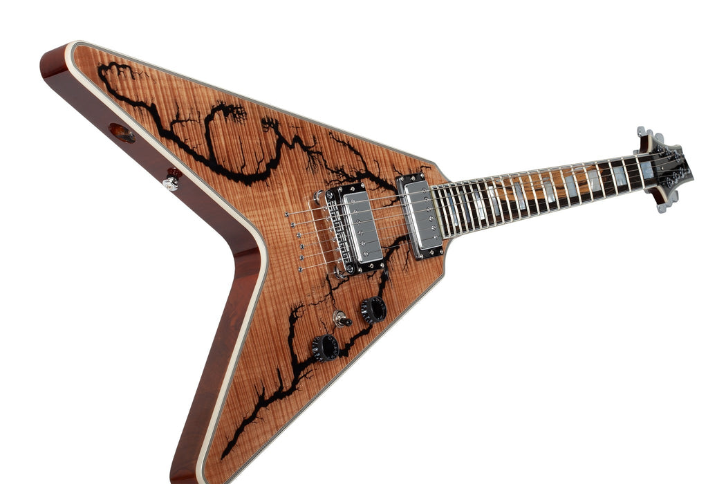 Schecter V-1 Electro-Resin Electric Guitar, Gloss Natural