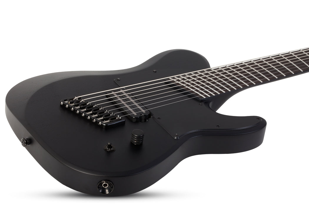 Schecter PT-8 Black Ops 8-String Electric Guitar, Satin Black Open Pore