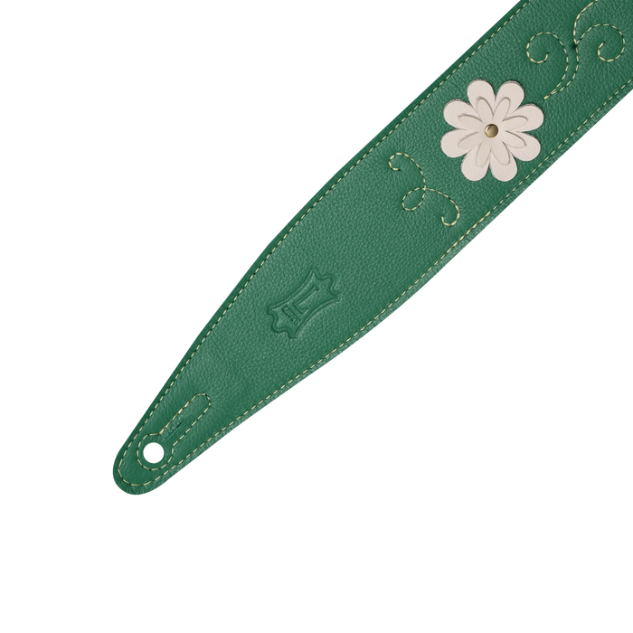Levy's In Bloom Series 25" Leather Strap with Flower Appliques, Daisy Chain  Green