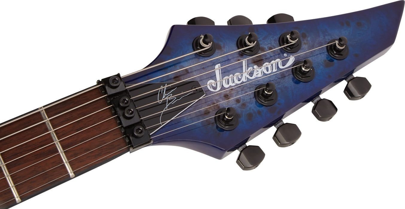 Jackson Pro Series Signature Chris Broderick Soloist 7P, Laurel Fingerboard, Transparent Blue