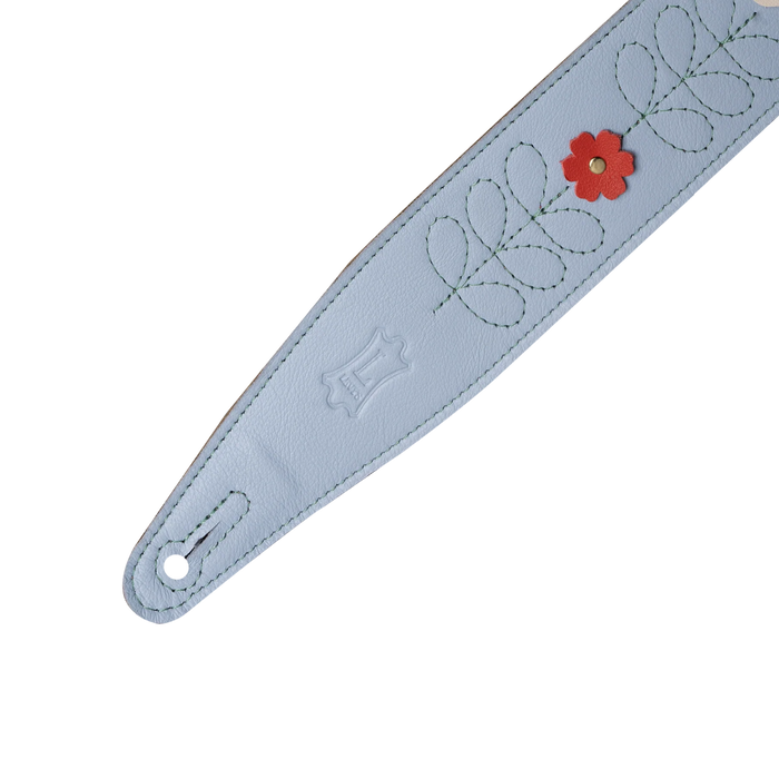 Levy's In Bloom Series 25" Leather Strap with Flower Appliques, Sky Blue Wildflower