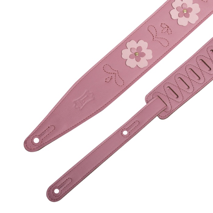 Levy's In Bloom Series 25" Leather Strap with Flower Appliques, Primrose Pink