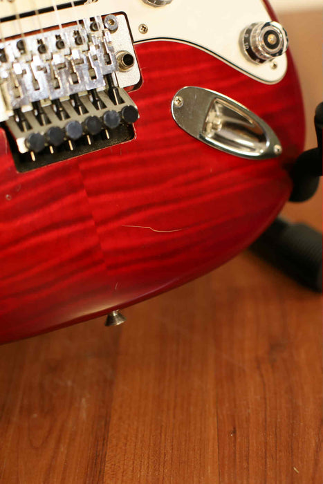 Fender "Squier series" MIJ w/Floyd Rose, Crimson Foto Flame - Used