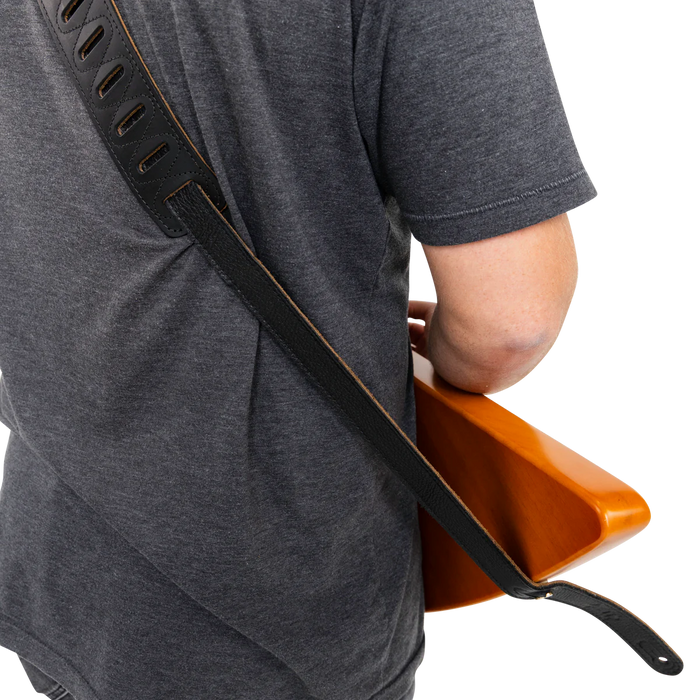Levy's Guitar Strap Extender 1 1/8" Wide Garment Leather Adj Feed-thru, Black