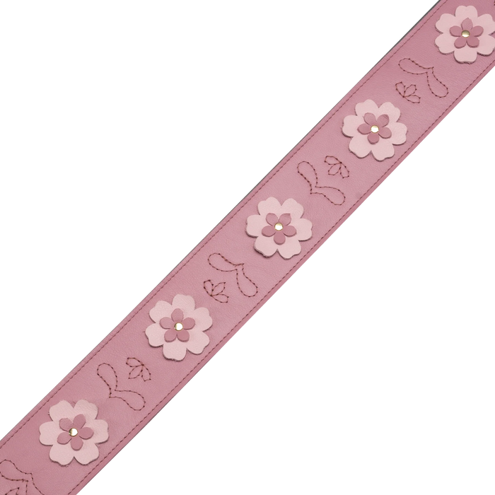 Levy's In Bloom Series 25" Leather Strap with Flower Appliques, Primrose Pink
