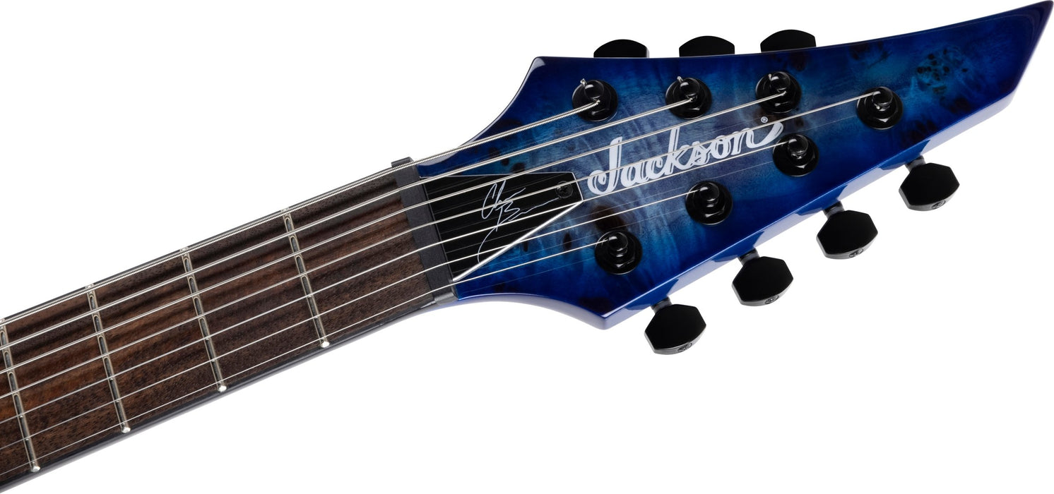 Jackson Pro Series Signature Chris Broderick Soloist HT7P, Laurel Fingerboard, Transparent Blue