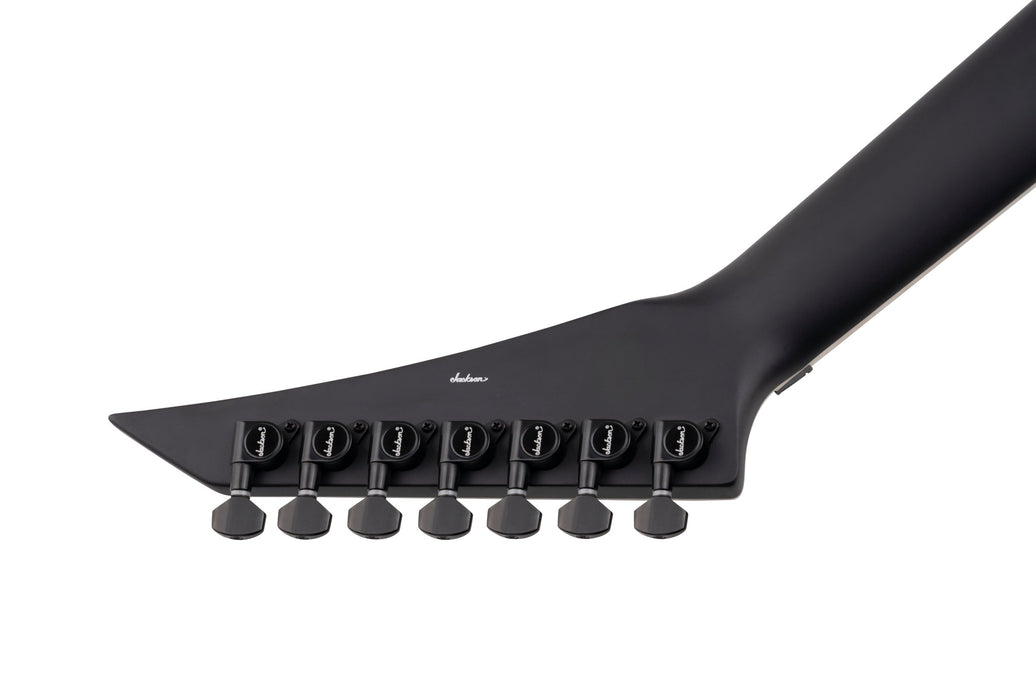 Jackson X Series Rhoads RRX24-MG7, Laurel Fingerboard, Satin Black with Primer Gray Bevels