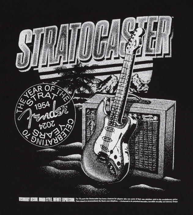 Fender Stratocaster 70th Anniversary, Tee, Black, L
