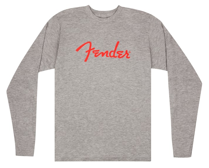 Fender Fender Spaghetti Logo L/S T-Shirt, Heather Gray, XL