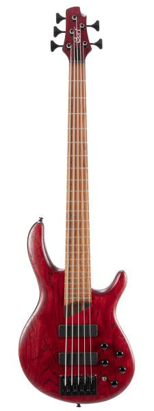 Cort B5-ELEMENT-OPBR Artisan Series B5 Element 5-String Electric Bass, Open Pore Burgundy Red