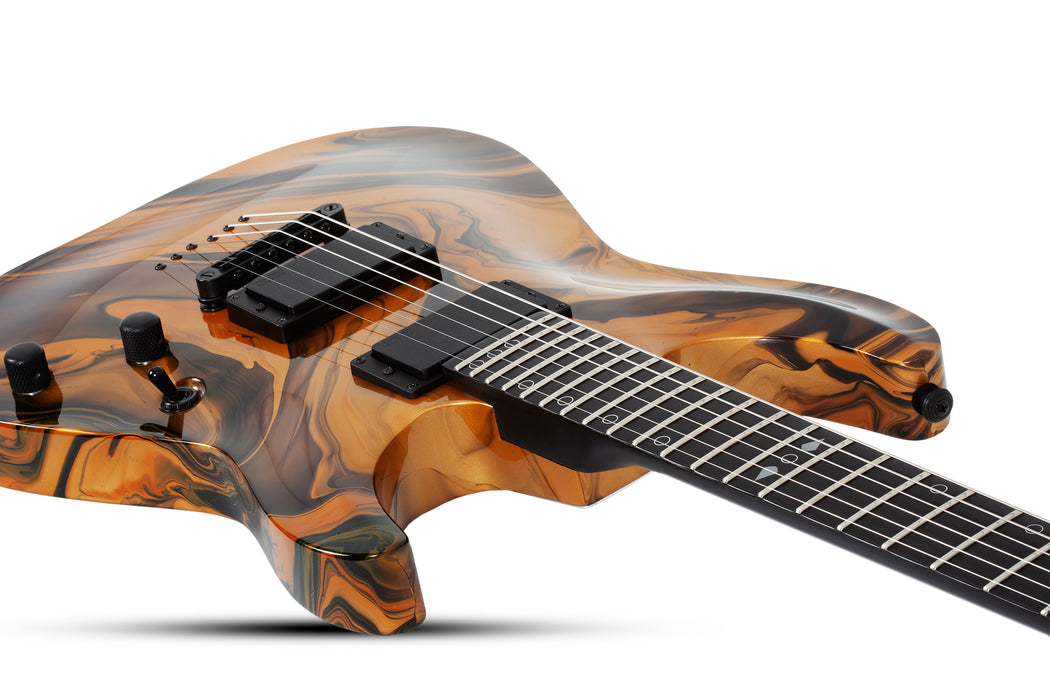 Schecter C-1 Hydro Dip 6-String Electric Guitar, Golden Eclipse