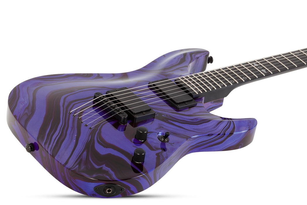 Schecter C-1 Hydro Dip 6-String Electric Guitar, Purple Obsidian