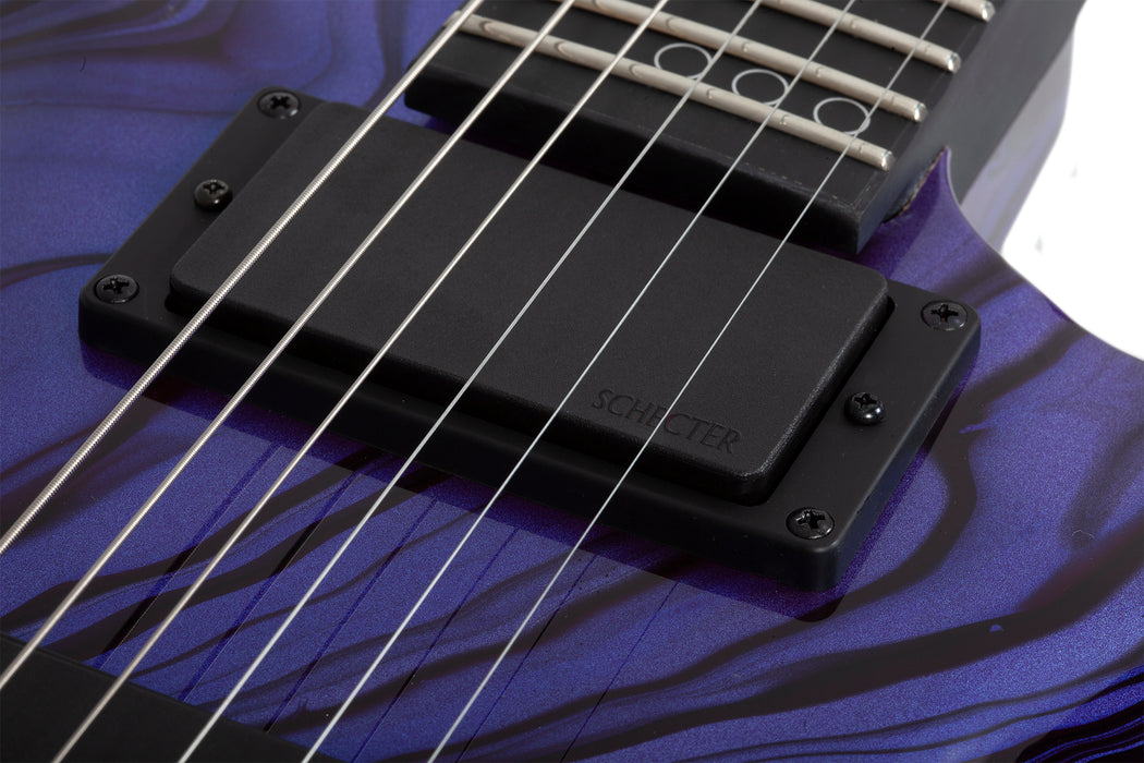 Schecter C-1 Hydro Dip 6-String Electric Guitar, Purple Obsidian