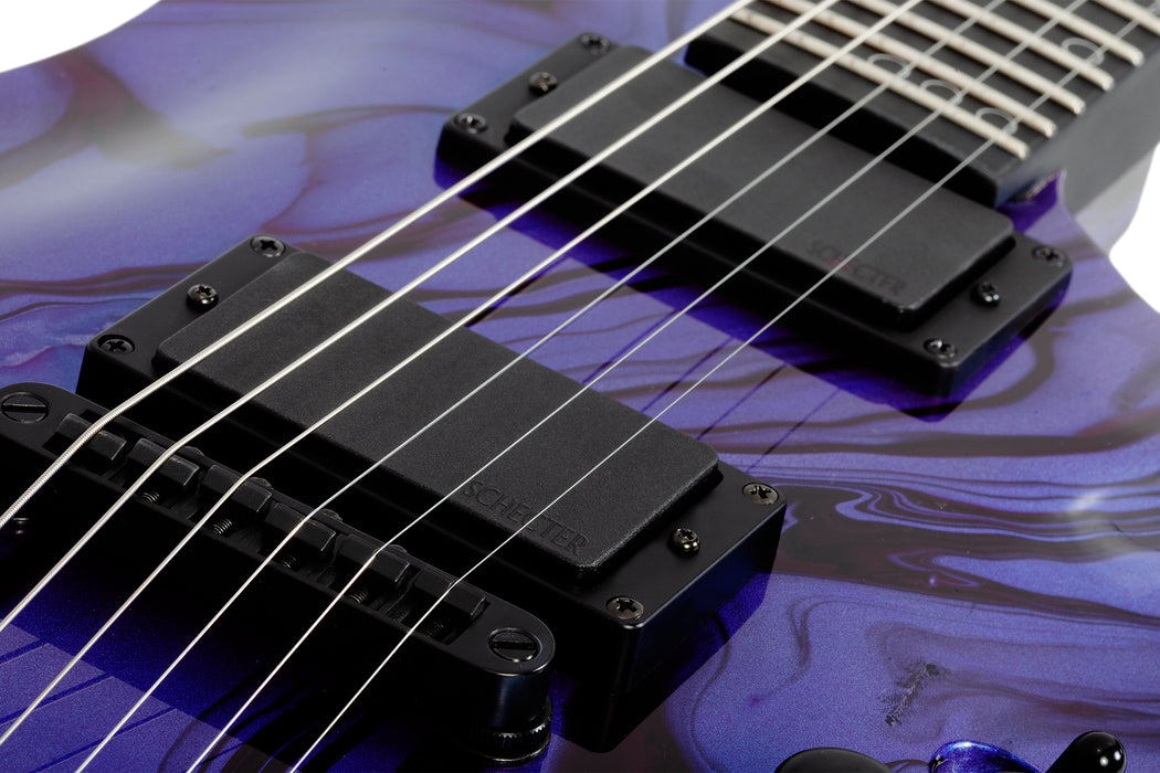 Schecter C-1 Hydro Dip 6-String Electric Guitar, Purple Obsidian