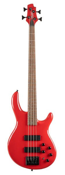 Cort C4-DELUXE-CRD C4 Deluxe Artisan Series 4-String Electric Bass, Candy Red