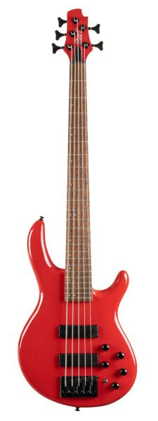 Cort C5-DELUXE-CRD C5 Deluxe Artisan Series 5-String Electric Bass, Candy Red