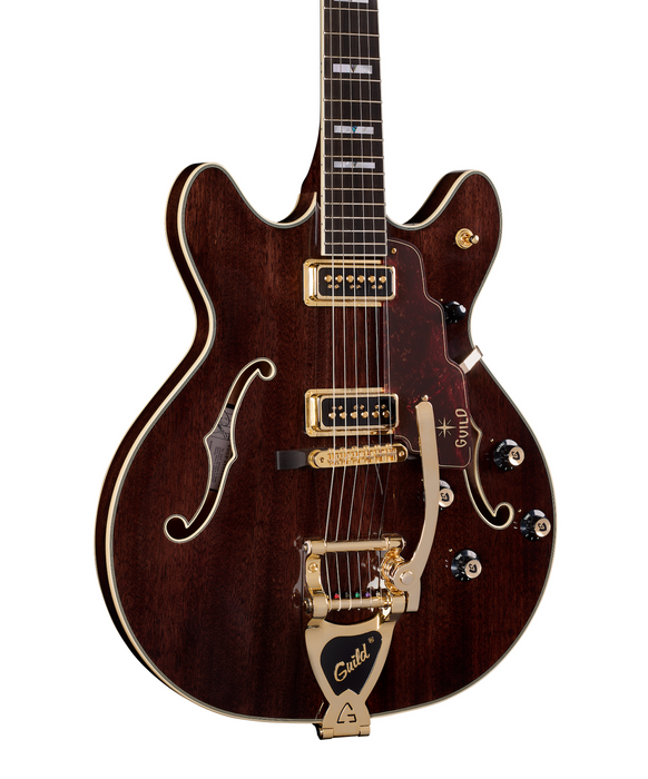 Guild Starfire Custom Double Cut Vibrato Electric Guitar, Nobel Stain