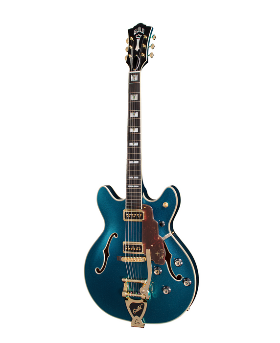 Guild Starfire Custom Double Cut Vibrato Electric Guitar, Teal The Deal