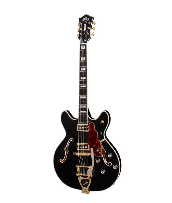 Guild Starfire Custom Double Cut Vibrato Electric Guitar, Black Metallic