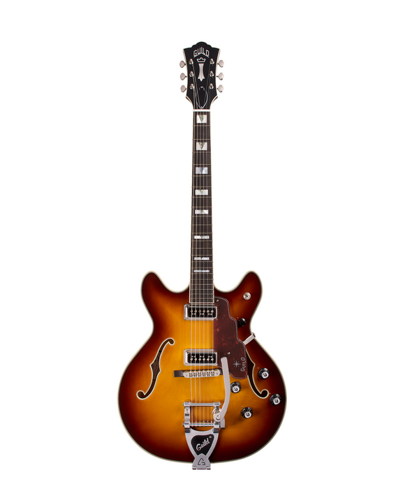Guild Starfire Custom Double Cut Vibrato Electric Guitar, Sweet Tea
