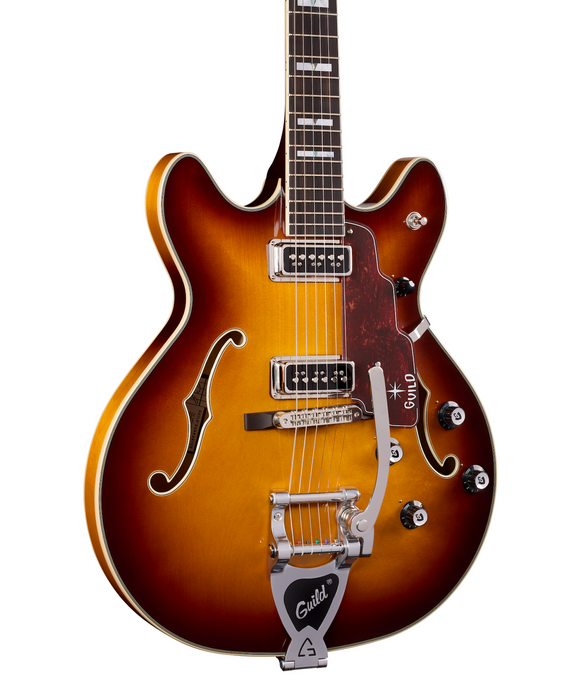 Guild Starfire Custom Double Cut Vibrato Electric Guitar, Sweet Tea