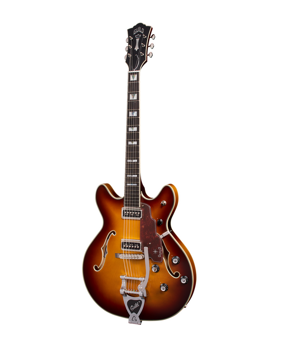 Guild Starfire Custom Double Cut Vibrato Electric Guitar, Sweet Tea