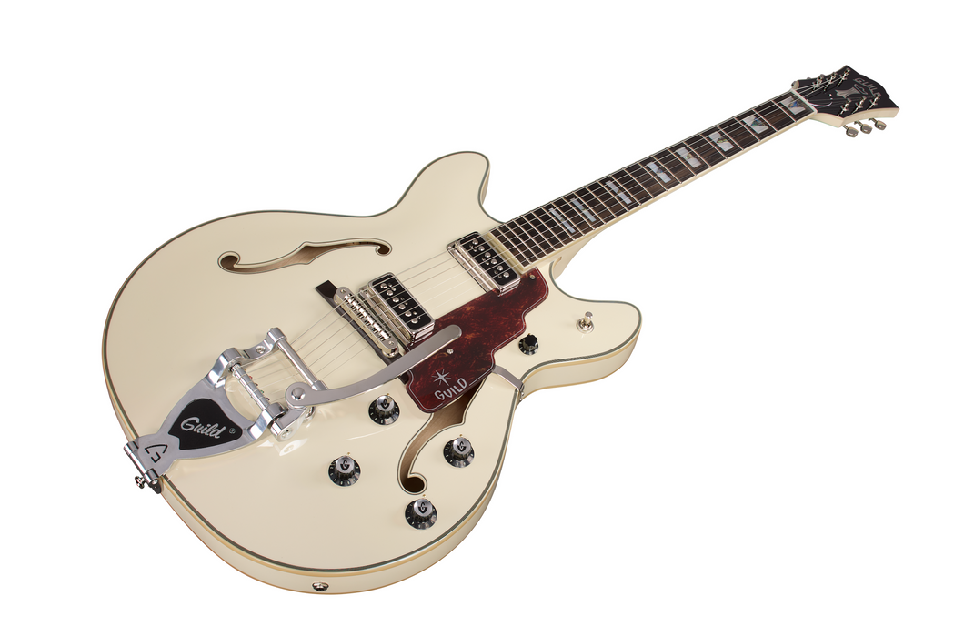 Guild Starfire Custom Double Cut Vibrato Electric Guitar, Vintage White