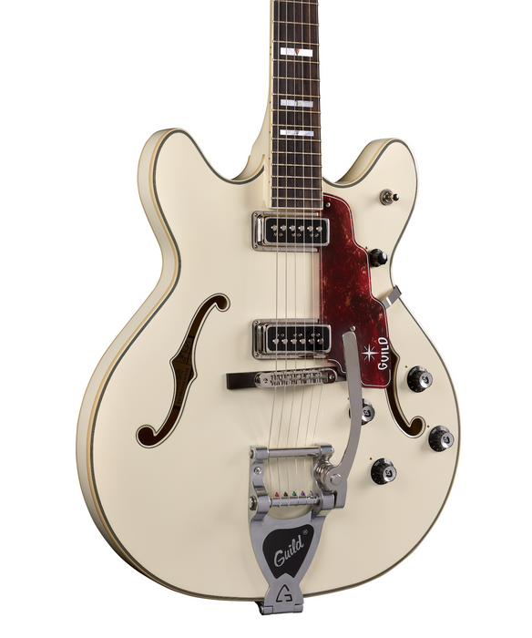 Guild Starfire Custom Double Cut Vibrato Electric Guitar, Vintage White