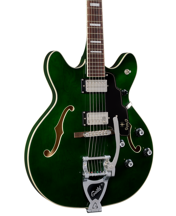 Guild Starfire Deluxe Double Cut Vibrato Electric Guitar, Emerald Green