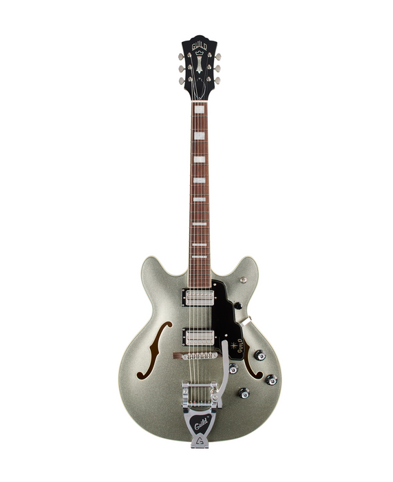 Guild Starfire Deluxe Double Cut Vibrato Electric Guitar, Vintage Sterling