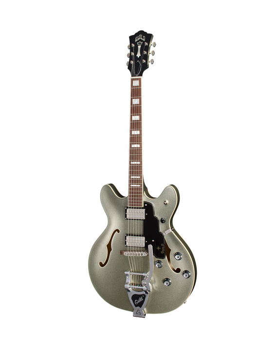 Guild Starfire Deluxe Double Cut Vibrato Electric Guitar, Vintage Sterling