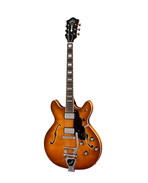 Guild Starfire Deluxe Single Cut Vibrato Electric Guitar, Honey Burst