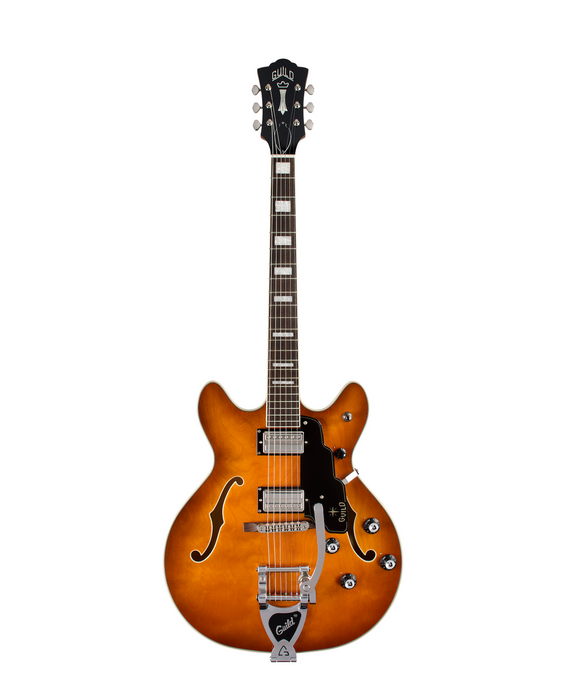 Guild Starfire Deluxe Double Cut Vibrato Electric Guitar, Honey Burst
