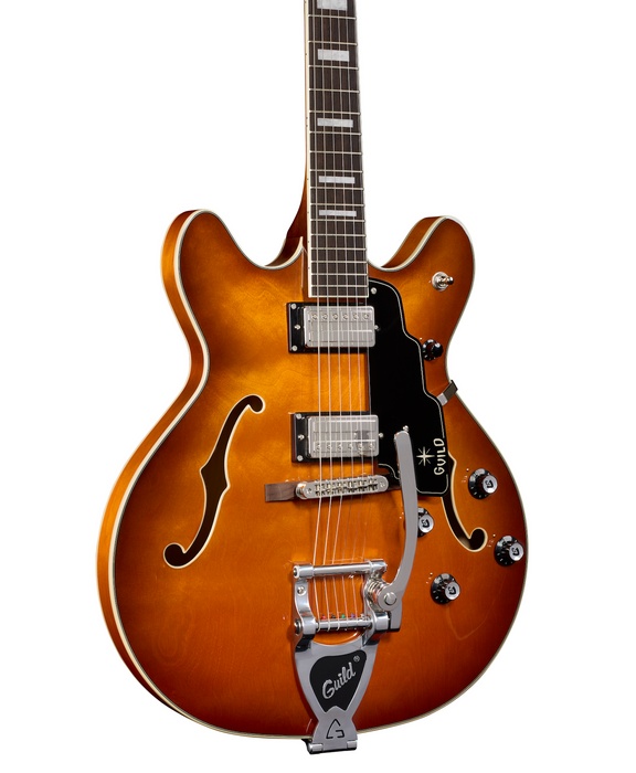 Guild Starfire Deluxe Double Cut Vibrato Electric Guitar, Honey Burst