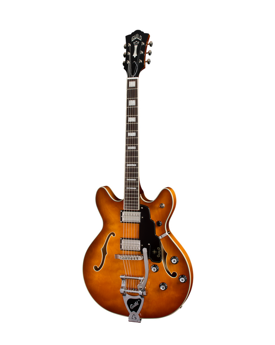 Guild Starfire Deluxe Double Cut Vibrato Electric Guitar, Honey Burst