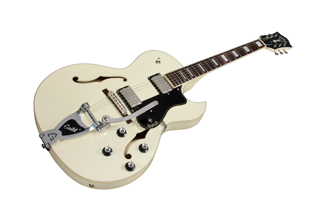 Guild Starfire Deluxe Single Cut Vibrato Electric Guitar, Vintage White
