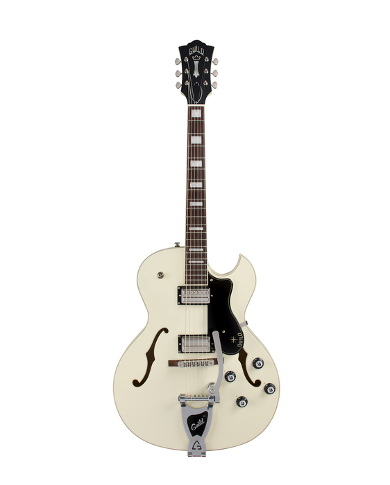 Guild Starfire Deluxe Single Cut Vibrato Electric Guitar, Vintage White