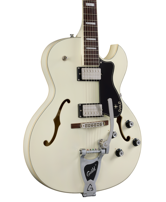Guild Starfire Deluxe Single Cut Vibrato Electric Guitar, Vintage White
