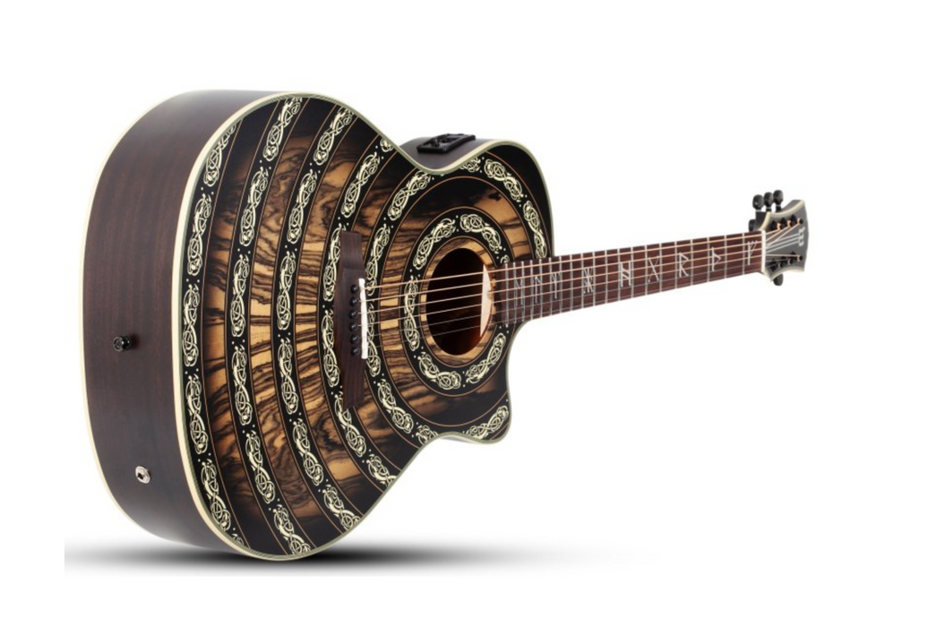 Wylde Audio Grand Auditorium Acoustic-Electric Guitar w/Pale Moon Ebony Top, Norse Dragon Bullseye