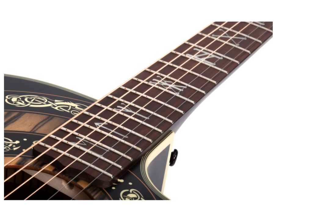 Wylde Audio Grand Auditorium Acoustic-Electric Guitar w/Pale Moon Ebony Top, Norse Dragon Bullseye